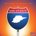 The City label and map of Costarica In American Signs Style
