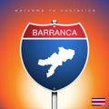 The City label and map of Costarica In American Signs Style