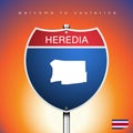 The City label and map of Costarica In American Signs Style