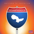 The City label and map of Costarica In American Signs Style