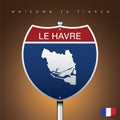 The City label and map of France In American Signs Style Royalty Free Stock Photo