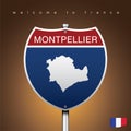 The City label and map of France In American Signs Style Royalty Free Stock Photo