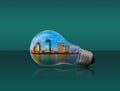 City in the lamp ,conservation environment concept Royalty Free Stock Photo