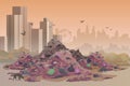 City landfill flat vector illustration