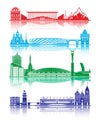 City landmarks silhouette World cup 2018