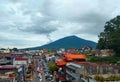 City landscape with mountain behind