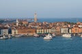 City landscape from the bell tower of the Cathedral of San Giorgio Maggiore. Venice, Italy Royalty Free Stock Photo