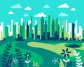 City landscape flat. Design urban illustration vector in simple Royalty Free Stock Photo