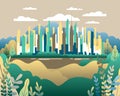 City landscape flat. Design urban illustration vector in simple Royalty Free Stock Photo