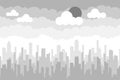 City landscape in gray. A realistic view of the city in gray tones.