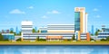 City Landscape With Hospital Building Exterior Modern Clinic View