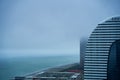 City landscape. Modern architecture of Batumi. A popular resort on the Black Sea coast in Georgia. Cloudy rainy day Royalty Free Stock Photo