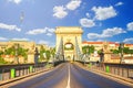 City landscape - morning view of the Szechenyi Chain Bridge and Buda part of Budapest Royalty Free Stock Photo