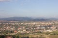 City landscape with mountain and blue sky bluiding house Royalty Free Stock Photo