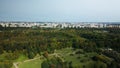 City landscape. Nearby there is a park area. Aerial photography Royalty Free Stock Photo