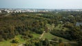 City landscape. Nearby there is a park area. Aerial photography Royalty Free Stock Photo