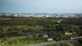 City landscape. Nearby there is a park area. Aerial photography Royalty Free Stock Photo