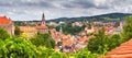 City landscape, panorama, banner - view over the historical part Cesky Krumlov Royalty Free Stock Photo