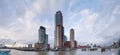 City Landscape, panorama - view of skyscrapers and harbor in the district Feijenoord, city of Rotterdam Royalty Free Stock Photo