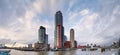 City Landscape, panorama - view of skyscrapers and harbor in the district Feijenoord, city of Rotterdam Royalty Free Stock Photo