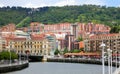 City landscape with River and Bridge, Bilbao, Spain.