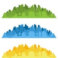 City landscape. City silhouette with windows. Vector Illustration.