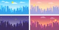 City landscape. Sunrise against the backdrop of the cityscape. Set of city landscapes at different times of the day. Vector, Royalty Free Stock Photo