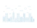 City landscape template. Thin line city landscape. Panorama buildings isolated outline illustration. Urban vector illustration Royalty Free Stock Photo
