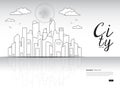 City landscape template vector illustration, Downtown landscape with high skyscrapers, Web banner, buildings ads Royalty Free Stock Photo