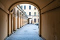 St. Petersburg, Russia, December 2019. Typical St. Petersburg courtyard in the old part of the city. Royalty Free Stock Photo