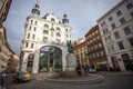 City lanscape with Johannes Gutenberg memorial. Vienna, Austria