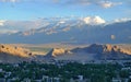 The City of Leh and the bare Himalayan mountains- View from the Shanti Stupa in Leh district, Ladakh, in the north India 2020 Royalty Free Stock Photo