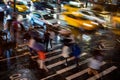 New York City at Night Cross Walk With Time Lapse Motion Blur