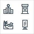 city life line icons. linear set. quality vector line set such as ad, duck, atm machine