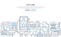 City life - modern line design style web banner