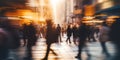 City Life in Motion. A Bokeh Blur of People Walking through the Busy Streets