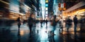 City Life in Motion. A Bokeh Blur of People Walking through the Busy Streets