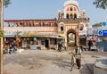 City life with pedestrians and some stores on indian town street Royalty Free Stock Photo