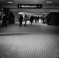 City life, underpass. Artistic look in black and white.