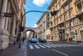 City life on Via XX Setembre in Genoa, Liguria region, Italy