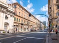 City life on Via XX Setembre in Genoa, Liguria region, Italy