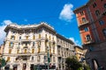 City life on Via XX Setembre in Genoa, Liguria region, Italy