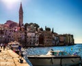 City life on the waterfront of Rovinj. Croatia.