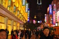 City light night view of the famous Nanjing Road in Shanghai China.