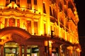 City light night view of the famous Nanjing Road in Shanghai China.