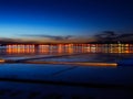 City light sunset at port Zadar Royalty Free Stock Photo