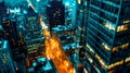 City Lights: Aerial View of Urban Nightlife. Generative ai Royalty Free Stock Photo