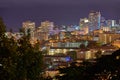 City lights of Cape Town at night from above with copy space. Panoramic coastal urban landscape at sunset. High angle Royalty Free Stock Photo