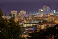 City lights of Cape Town at night from above with copy space. Panoramic coastal urban landscape at sunset. High angle Royalty Free Stock Photo