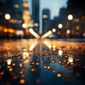 City lights dance Blurred night cityscape enhanced by captivating circle bokeh